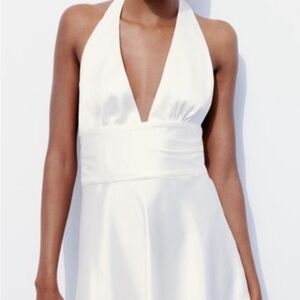 Zara White Halter Mini Dress
